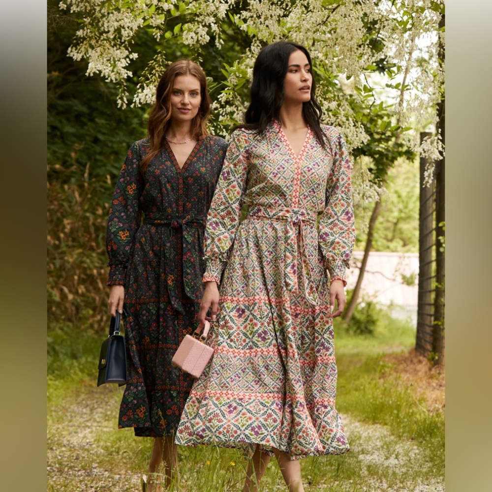 PRINTFRESH FALLING FOR FLOWERS MIDI DRESS. SIZE L.